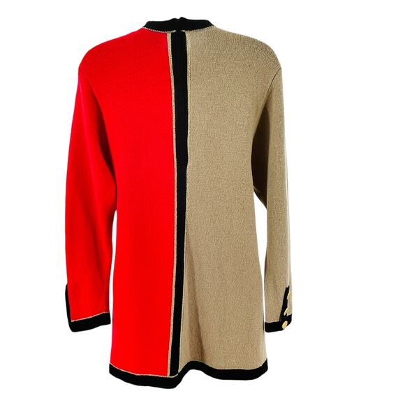 Don Sayres for Wellmore Vtg Red Tan Colorblock Wool Luxury Tunic Sweater 10 - Picture 2 of 10